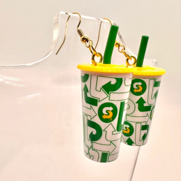 Subway Drink Earrings - Fast Food Earrings - Foodie Mini Brands Earrings - Picture 2 of 9